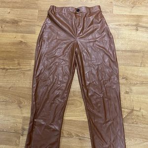 Tan/Brown Faux Leather Pants